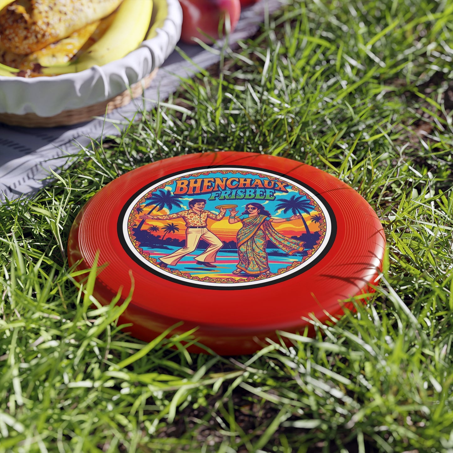 Retro BC Frisbee with Colorful Design, Perfect for Picnics, Beach Days, Family Gatherings, Gifts, Outdoor Fun