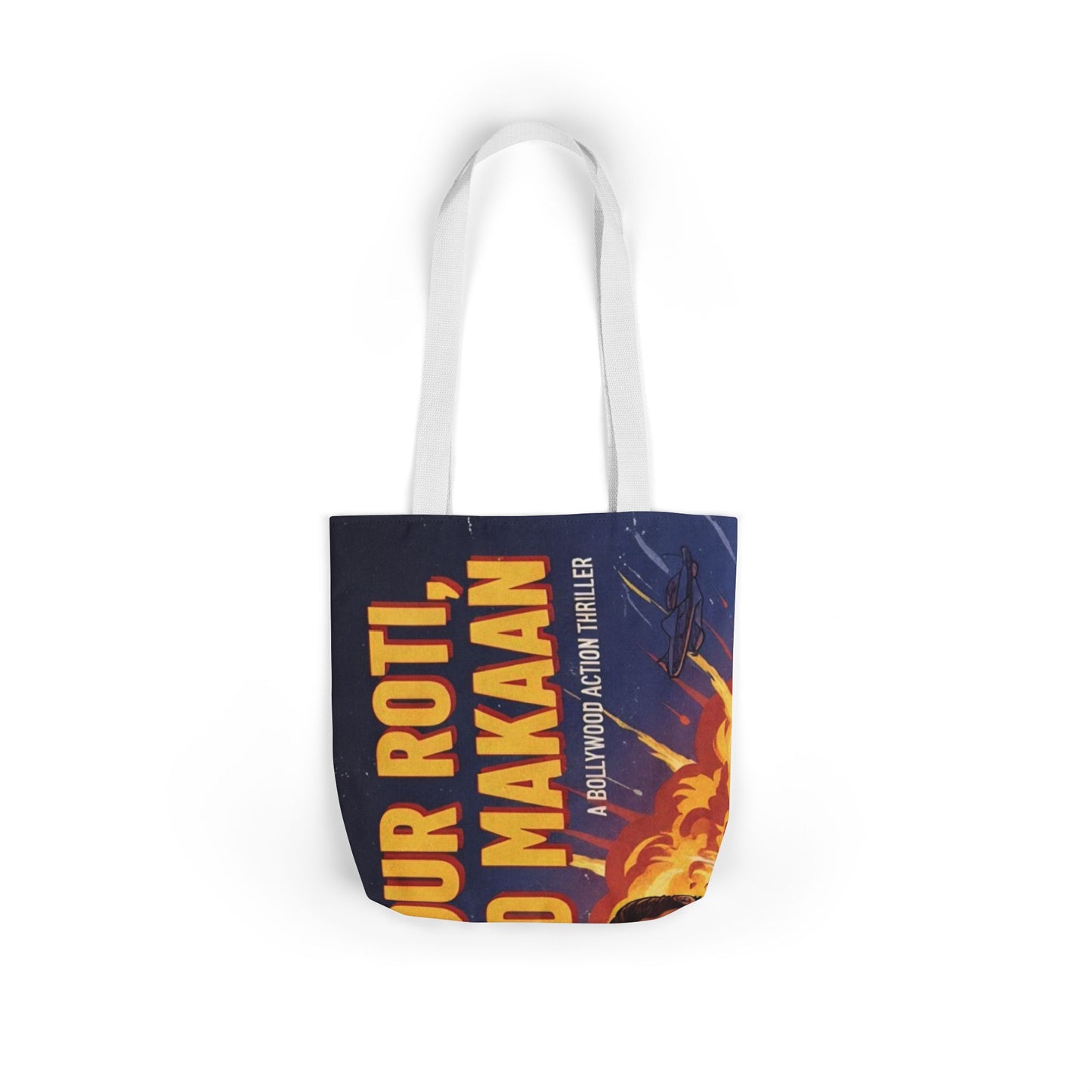 AOP Roti Kapda Makaan Canvas Tote Bag with 5-Color Straps, Eco-friendly Grocery Bag, Reusable Shopping Tote, Chic Beach Bag, Boho Style Bag