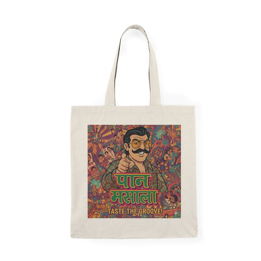 Vibrant Paan Masala Tote Bag - Taste the Groove, Eco-Friendly Shopping Bag, Bohemian Market Tote, Travel Companion, Gift for Music Lovers