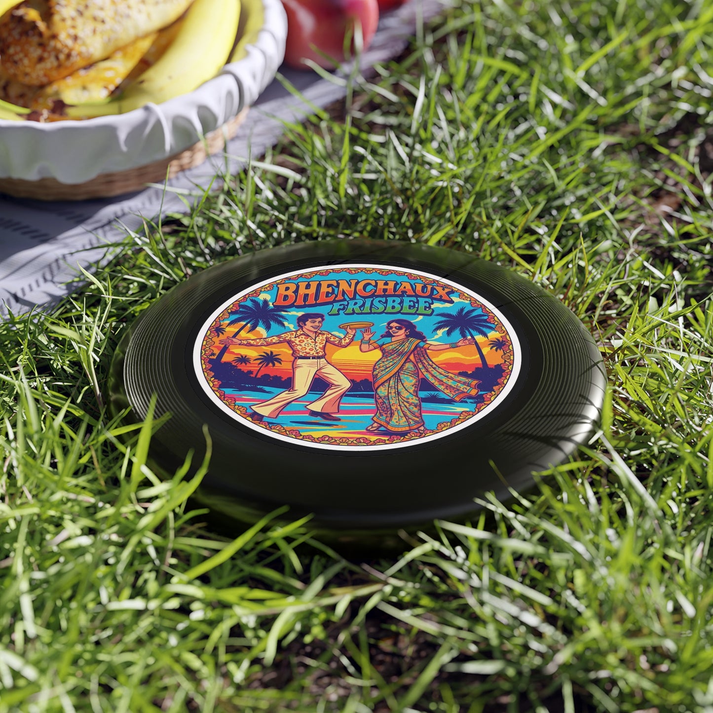 Retro BC Frisbee with Colorful Design, Perfect for Picnics, Beach Days, Family Gatherings, Gifts, Outdoor Fun