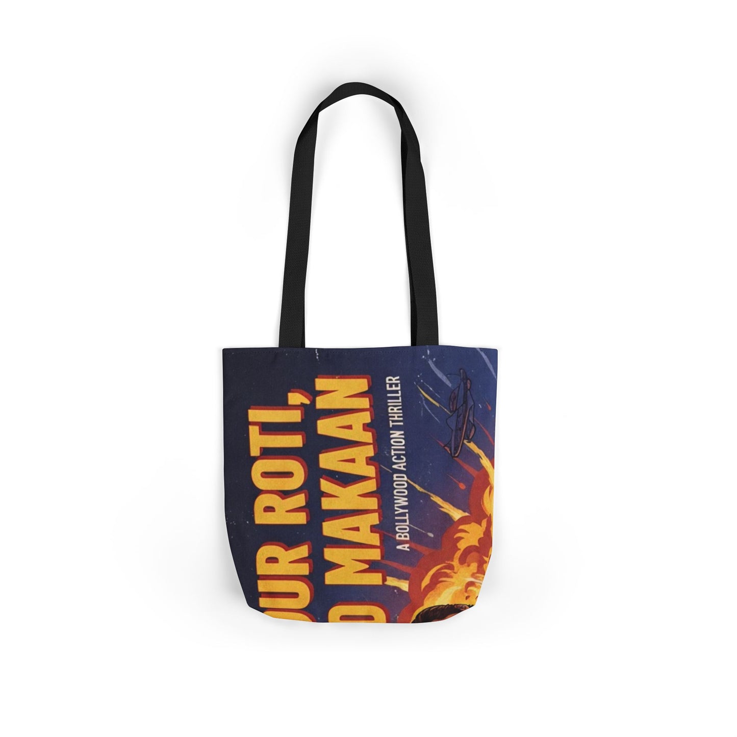 AOP Roti Kapda Makaan Canvas Tote Bag with 5-Color Straps, Eco-friendly Grocery Bag, Reusable Shopping Tote, Chic Beach Bag, Boho Style Bag